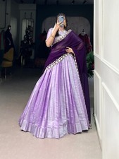 Exclusive Look Lavender Jacquard Silk Lehenga Choli With Dupatta For Women Wear