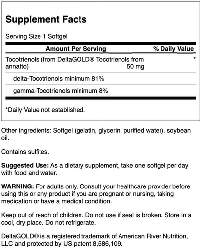 Swanson Deltagold Tocotrienols - Annatto & Vitamin E Tocotrienols - 99% Tocopher - Picture 2 of 12