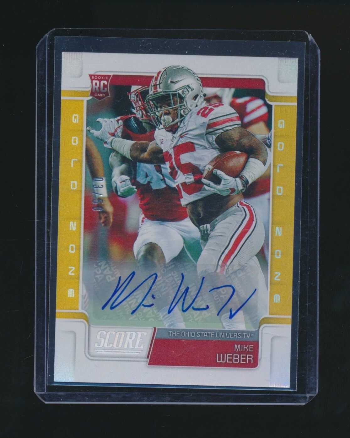 Mike Weber Panini Score #407 Autograph-Gold Zone