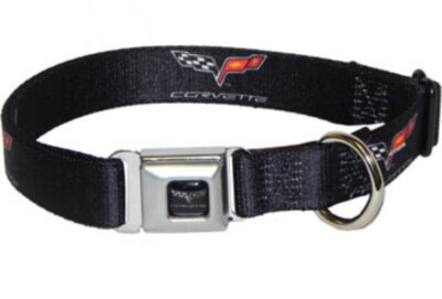CORVETTE Seatbelt Buckle Dog Collar - Black 11 -17  Medium Neck Size
