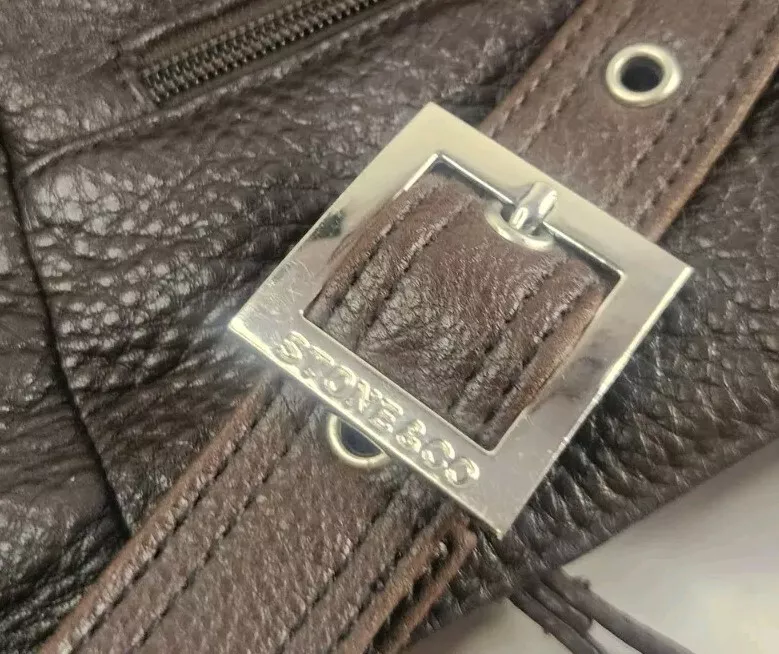 Bolso de Hombro STONE & CO Cuero Guijarro Marrón Oscuro - Correa Única - Ajustable Foto 3 de 4