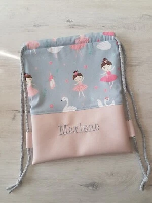 Turnbeutel mit Namen / Kinderturnbeutel / Kindergarten / Rucksack / Ballerina - Bild 1 von 4