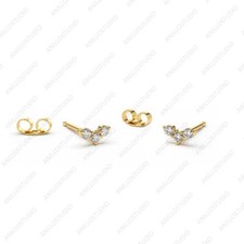 14k Gold Trio Moissanite Mini Studs Tragus Lobe Conch Cartilage Helix Piercing
