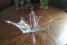  Crystal Free Form Centerpiece Long Bowl Tray  19.75 x 8 fabulous signed France 