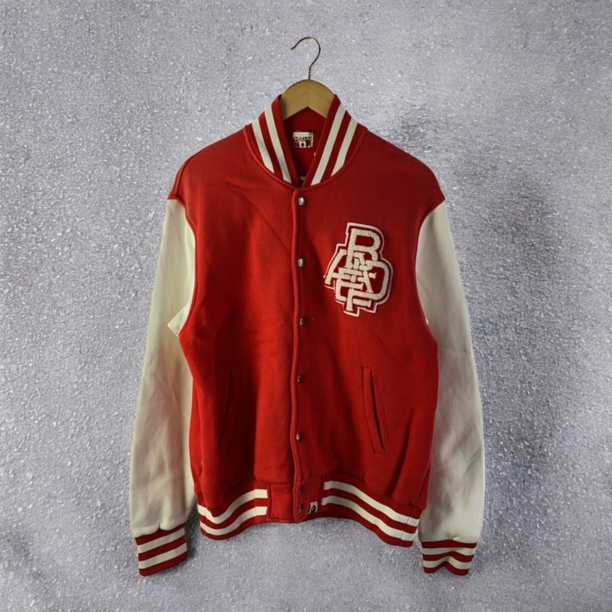 Red Bape Varsity Jacket BAPE STA Logo Sweat Varsity Jacket A