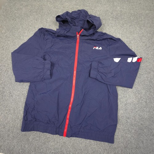 Fila Jacket Kids 2XLARGE Blue Windrunner windbreaker Long Sleeve hooded Size 2XL - Picture 6 of 11