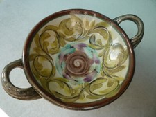 VINTAGE HAND PAINTED DENBY SIGNED GLYN COLLEDGE TWIN HANDLED BOWL MINT CONDITION