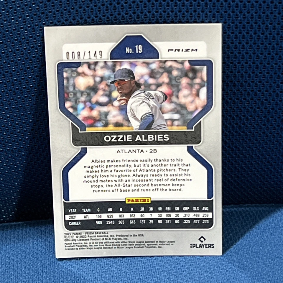 2022 Panini Prizm Ozzie Albies #19 RED Mojo Prizm Parallel /149 Atlanta Braves - Image 2 of 2