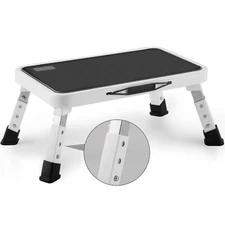 Folding Step Stool Height-Adjustable Step Stool with Non-Slip Platform Step L...