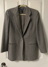 Vintage Lands' End Size 10 Women's Blazer Jacket Wool Cashmere Gray Blazer