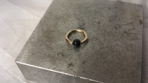 Captive Bead Black ONYX Navel Belly Ring / Septum Hoop 16 gauge Gold /Silver - Picture 2 of 3