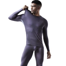 Men's Slim Fit V-Neck Underwear Set Winter Warm Base Layer Inner Wear