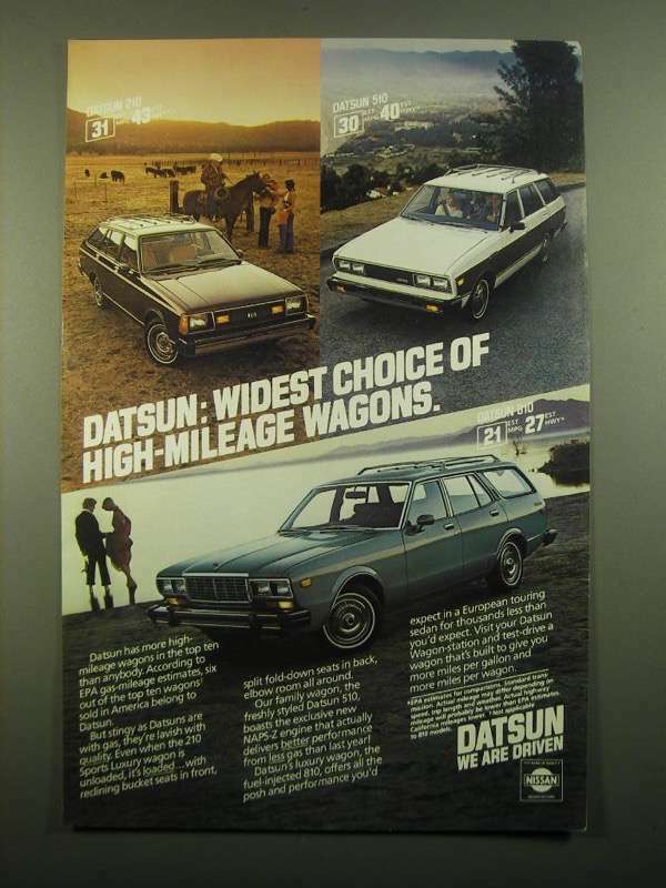 1980 Datsun 210 Sports Wagon, 510 Family Wagon and 810 Luxury Wagon Ad