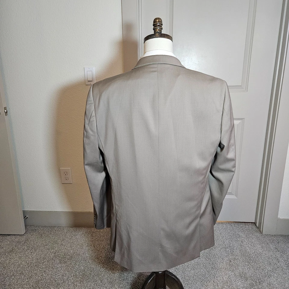 Linea Uomo 43L Wool Modern Fit 2PC Suit Blazer Men Pants 37 x 32 Light Pebble - Image 4 of 4