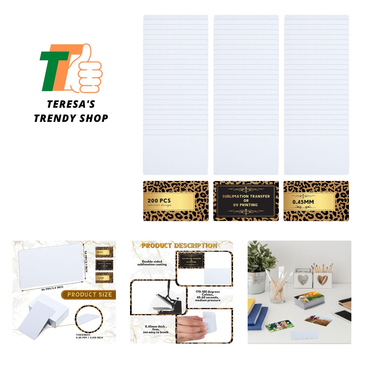 200 Pcs Sublimation Business Cards Sublimation Blanks Metal Name Card White A...