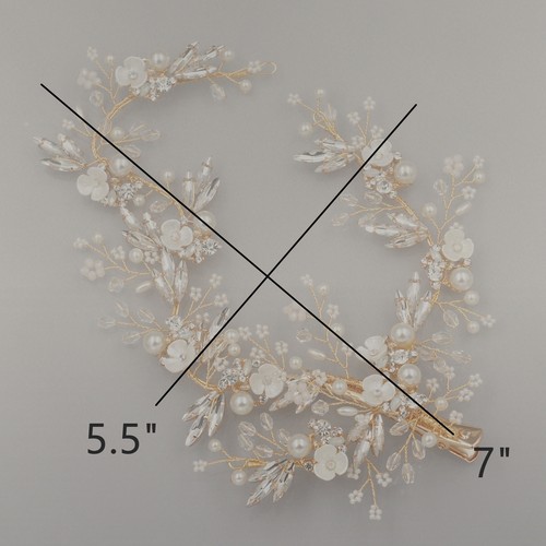 Braut Perle klar Kristall Kopfschmuck Clip Floral Hochzeit Accessoire 6166 GOLD - Bild 5 von 7