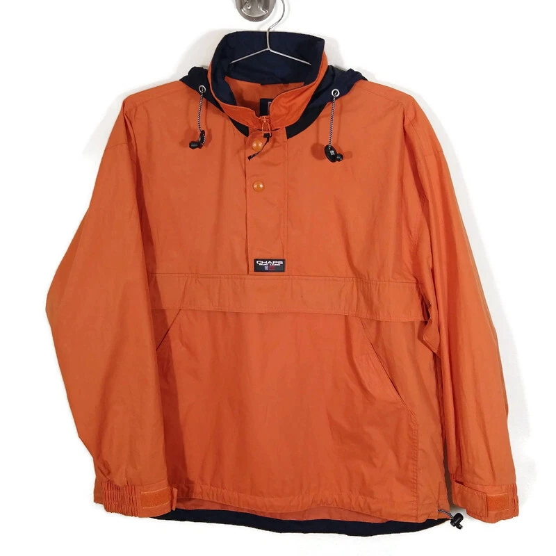 Vintage Chaps Ralph Lauren Anorak Packable Hood Windbreaker Jacket Orange Size S