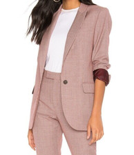 Equipment Womens James Blazer Brick & Natural White Wool Career Formal Jacket 4