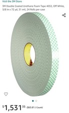3M Double Coated Urethane Foam Tape 4032, Off White, 3/8 in x 72 yd, Case Of 24