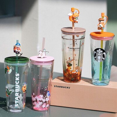 2024 Starbucks Cup Sippy Cup Large Capacity 591ML Double Layer Glass Cup w/Lid