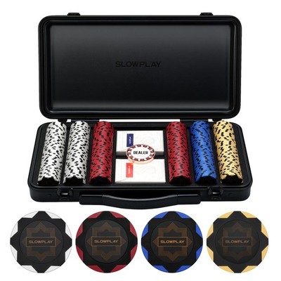 SLOWPLAY Nash 14g Clay Poker Chip Set for 300PCS Non-Numbered Set, Black Gold