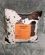 Pack of 2 Luxury Faux Fur Throw Pillows Style Palomino Black/Brown 20" x 20" NEW