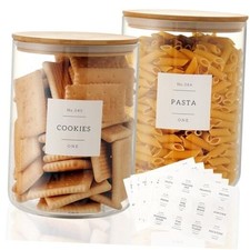 Set of 2 Large Glass Flour and Sugar Containers - 100 Fl oz Thicken Glass 2pack