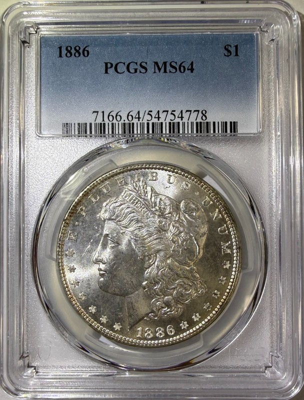 1886 $1 Morgan Silver Dollar PCGS MS64 (778)