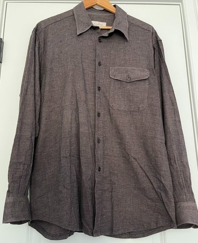 Ermenegildo Zegna, Ermenegildo Zegna Vintage Men's L Brown Button Down Shirt Made in Italy EUC