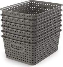 6-Pack Yellow Plastic Shelf Storage Baskets for Cabinets  Pantries