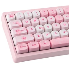 129-Key Pink MOA Sakura Keycaps PBT Custom Cherry Blossom Keycap Set