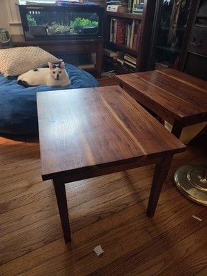 Pair Of Vintage Solid Walnut Side Tables