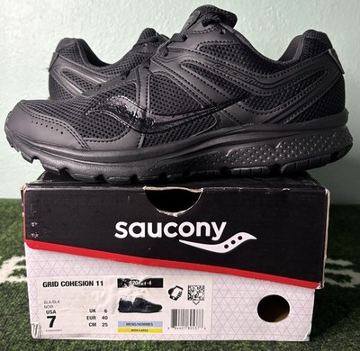 US Men s 7 Wide - Saucony Grid Cohesion 11  Triple Black  S20421-4, 2018 Release