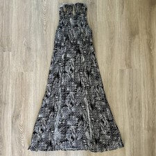 Superdry Abstract Print Sleeveless Maxi Dress Black White Scoop Neck Bk Button S