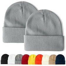 PFFY Unisex Beanie Hats for Men One Size Silvergray silvergray 2 Packs-Classic
