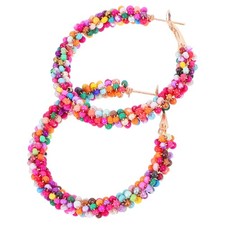 1 Pair Vintage Drop Earrings Colorful Boho Beaded Dangle Earrings for Women