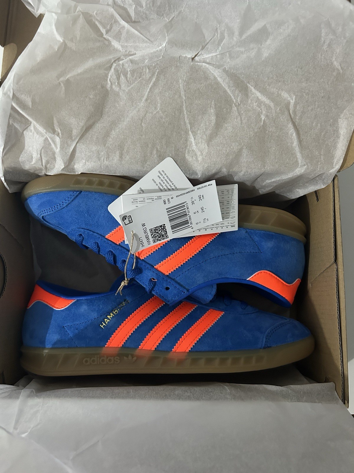 SAOLA Adidas Hamburg Bluebird Solar Orange & Gum 3’s UK 6 Nuove SPEDIZIONE VELOCE✅