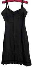 Carol Brent Full Slip S Black Cotton Poly Lace Trim Vintage Rockabilly Lingerie