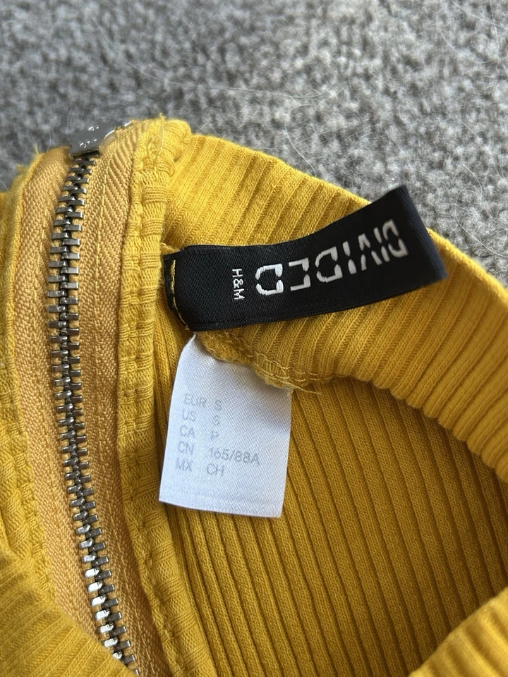 women’s yellow ribbed cold shoulder long sleeve top - Image 4 of 4