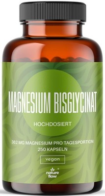 Magnesium Bisglycinat Hochdosiert - 250 Kapseln - 362mg pro Tag - Vegan