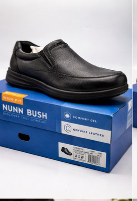 Nunn Bush Cam Slip-On Black Leather 8.5 W Wide Fit Comfort Dress Casual Shoe