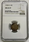 1958-D Roosevelt Dime 10c NGC MS 65 FT Full Torch Mint State Uncirculated Coin