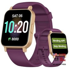 Smart Watch Senior Friendly No App/Phone Required,Pedometer Waterproof Purple