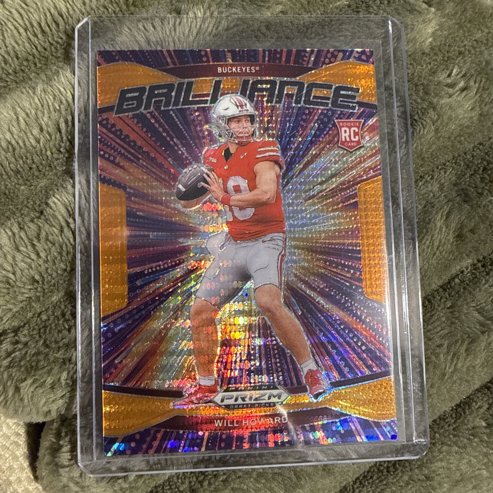 2025 Prizm Draft Picks Brilliance Orange Pulsar Will Howard /75
