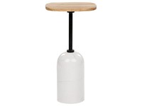 Beistelltisch Metall Heller Holzfarbton / Weiß Marmoroptik Rund 30 Cm Oasis