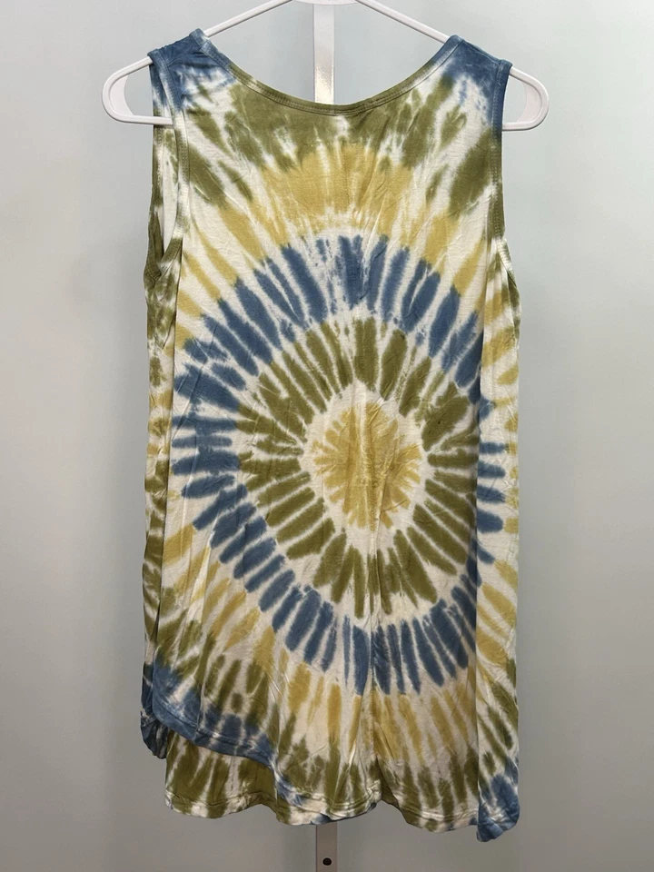 India Boutique Tie Dye Verano Top Amarillo Sin Mangas Boho, Talla Gratis. 1W Foto 2 de 4