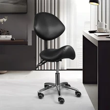 Hydraulic Saddle Stool Rolling Swivel Chair with Wheels Heavy Duty Stool Chair