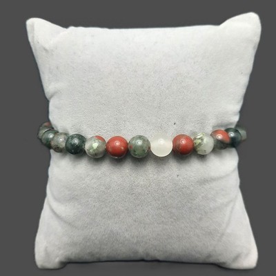 African Bloodstone Beaded Bracelet Artisan Made Gemstone 6mm Stretch Unisex NEW