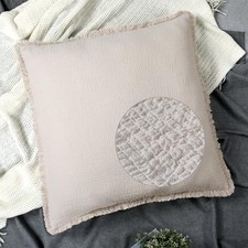 Quilted Euro Shams Set of 2 Natural Beige Muslin 26" x 26" Pack of 2 Linen