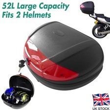 Motorcycle Top Box Extra Large 52L Universal Fitting Luggage Fits 2 Helmets UK